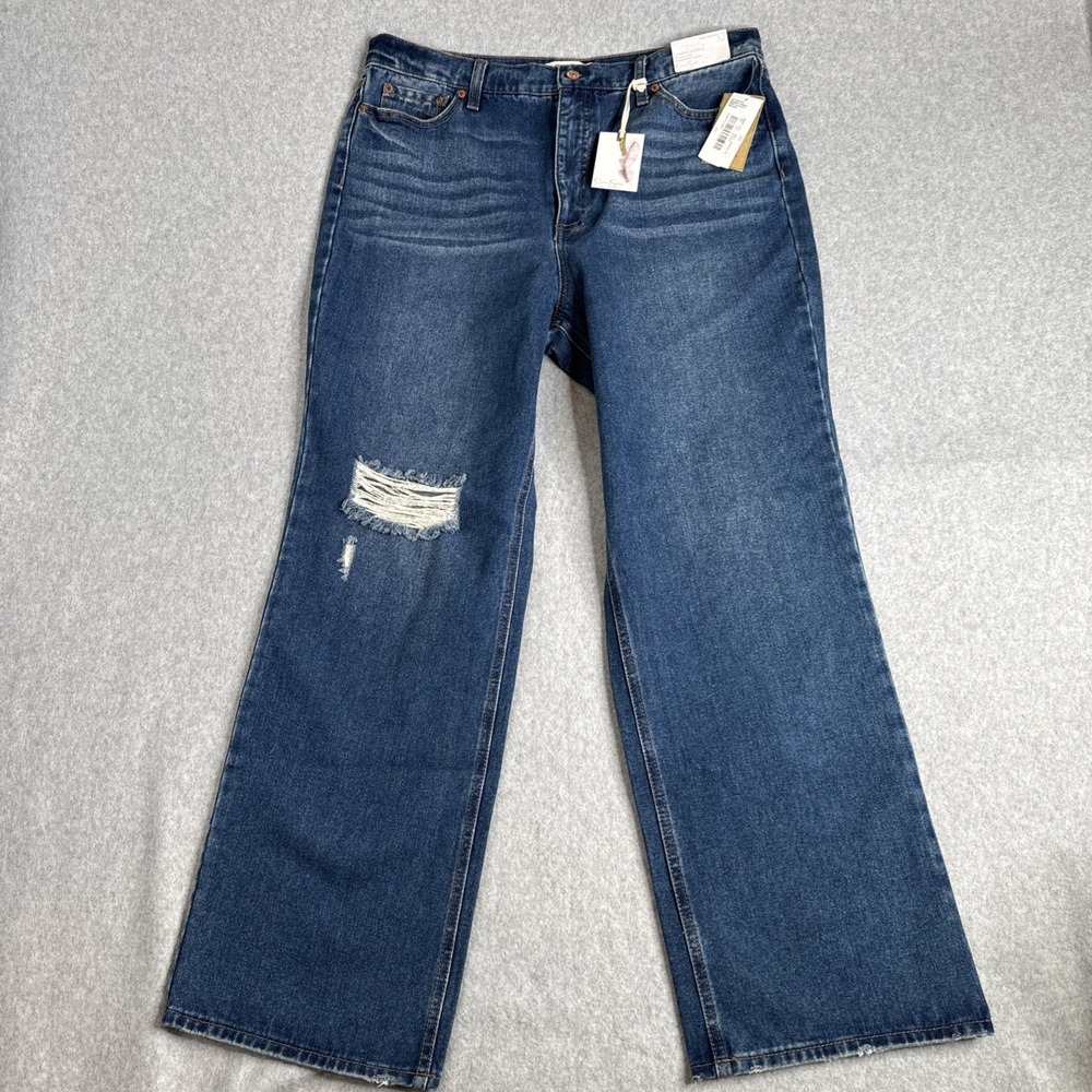 Jessica Simpson NWT Women's 32 Sweet Slouchy Blue Denim Relaxed Distressed - Picture 2 of 9
